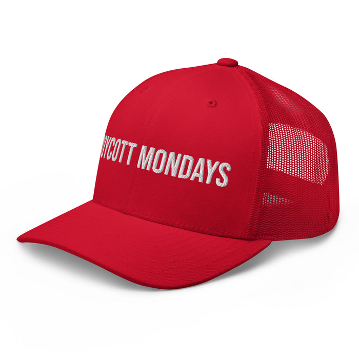 Boycott Mondays Embroidered Trucker Cap Classic Six-Panel Mesh Back Hat Statement Hat Mens Hat Womens Hat Gift Idea