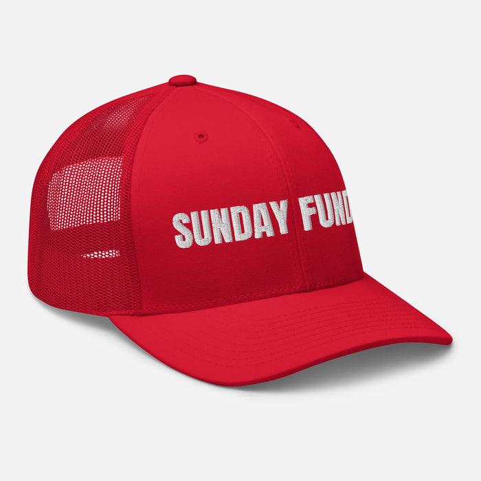 Sunday Funday Embroidered Trucker Cap Classic Six-Panel Mesh Back Hat Party Football Sports Hat