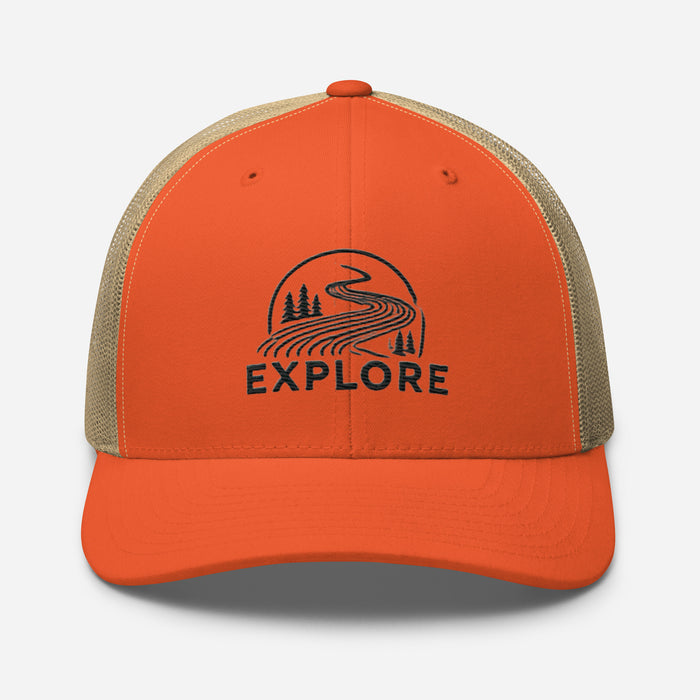 Get Out and Explore More Embroidered Great Outdoors Trucker Cap Camping Hiking Wildlife Adventure