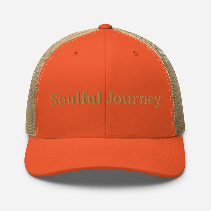 Soulful Journey Embroidered Trucker Cap Classic Six-Panel Mesh Back Hat Mens Hat Womens Hat Great Gift Idea