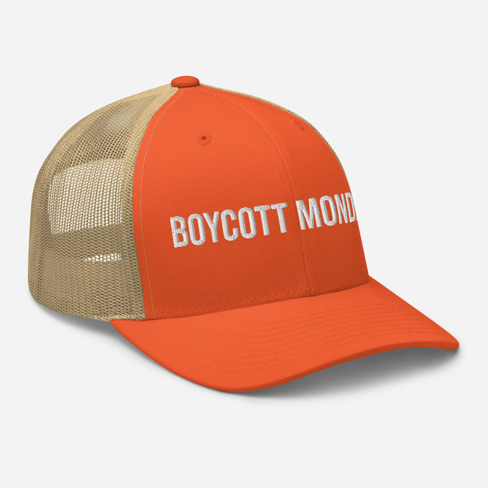 Boycott Mondays Embroidered Trucker Cap Classic Six-Panel Mesh Back Hat Statement Hat Mens Hat Womens Hat Gift Idea