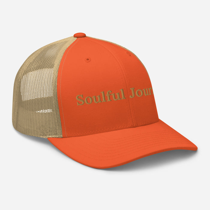 Soulful Journey Embroidered Trucker Cap Classic Six-Panel Mesh Back Hat Mens Hat Womens Hat Great Gift Idea