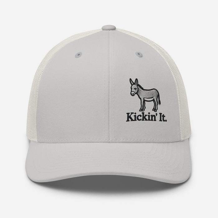 Embroidered "Kicken It" Trucker Cap Humor Funny Casual Wildlife Hat