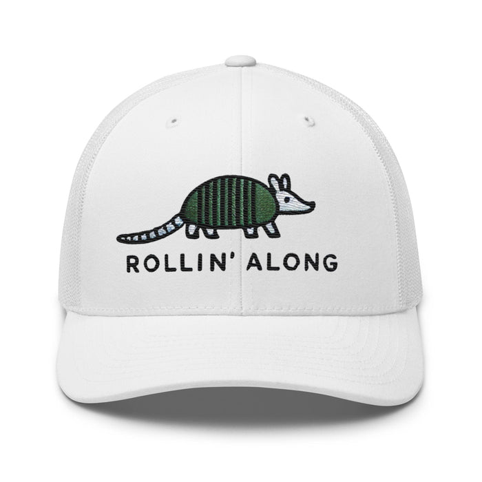 Embroidered Armadillo Rollin' Along Trucker Cap, Mesh Back Adjustable Hat Great Gift Idea