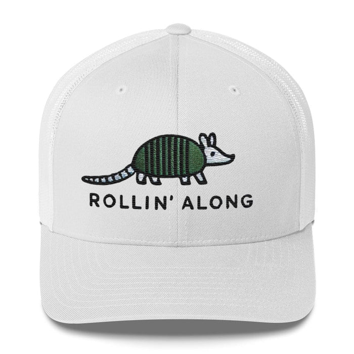 Embroidered Armadillo Rollin' Along Trucker Cap, Mesh Back Adjustable Hat Great Gift Idea