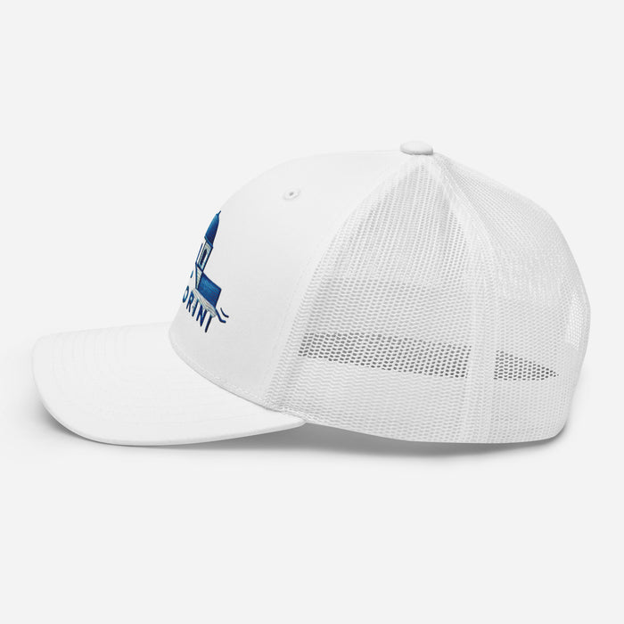 Santorini Embroidered Trucker Cap - Classic Mesh Back Hat for Sun Protection Greece Great Gift Idea Trucker Cap