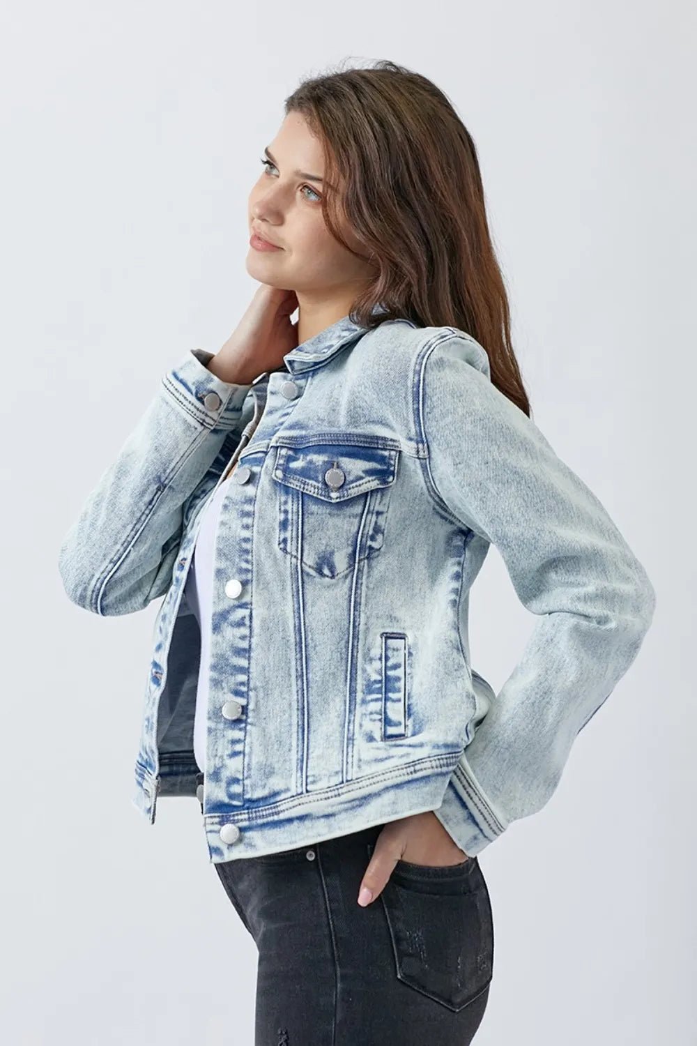 Risen Button - Up Washed Denim Jacket – Classic Relaxed Coastal Layer - Triniskies