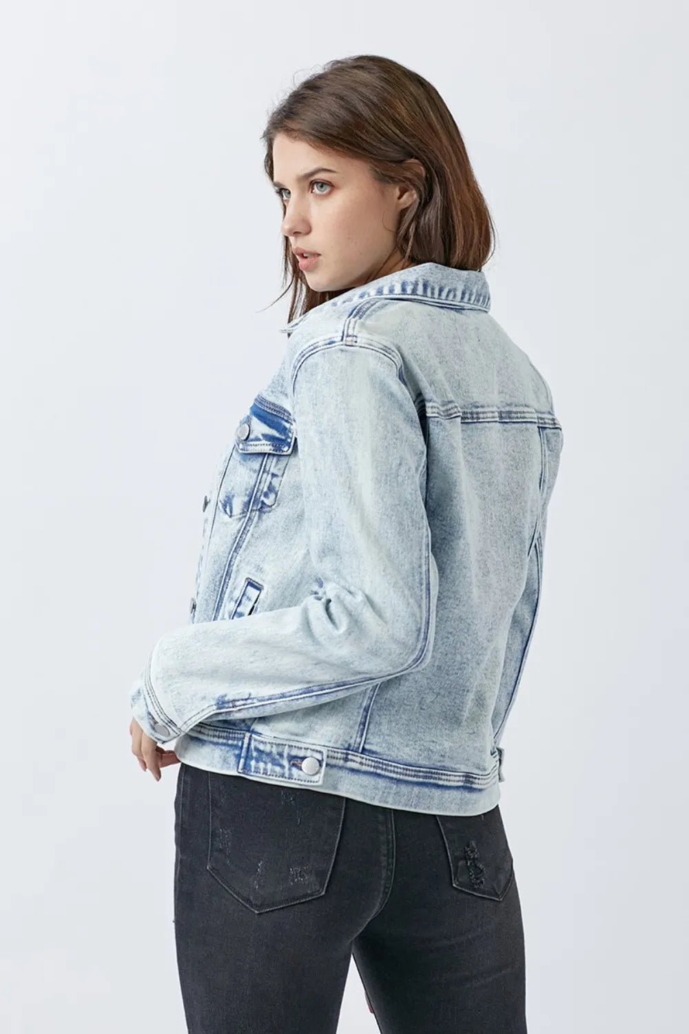 Risen Button - Up Washed Denim Jacket – Classic Relaxed Coastal Layer - Triniskies