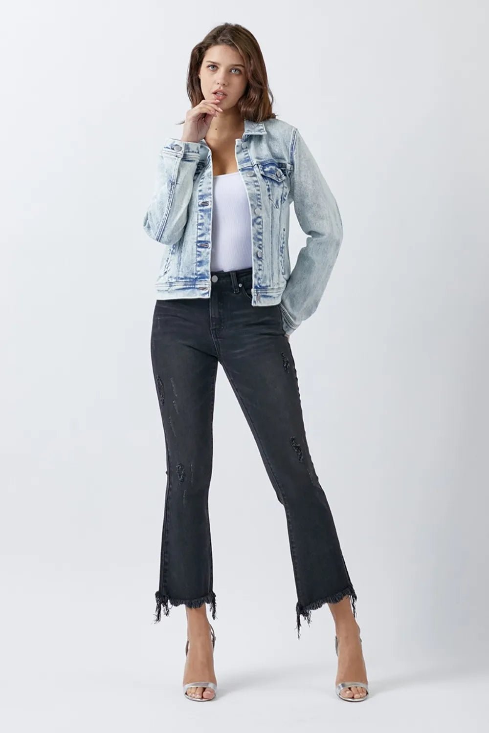 Risen Button - Up Washed Denim Jacket – Classic Relaxed Coastal Layer - Triniskies