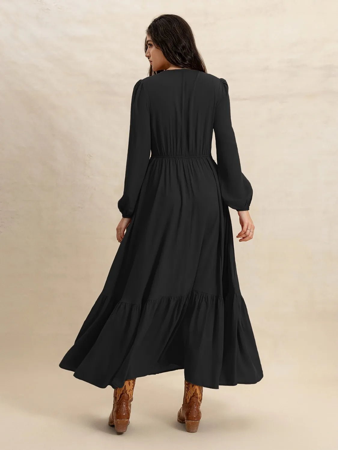 Riviera V - Neck Maxi Dress – Jet Black - Triniskies
