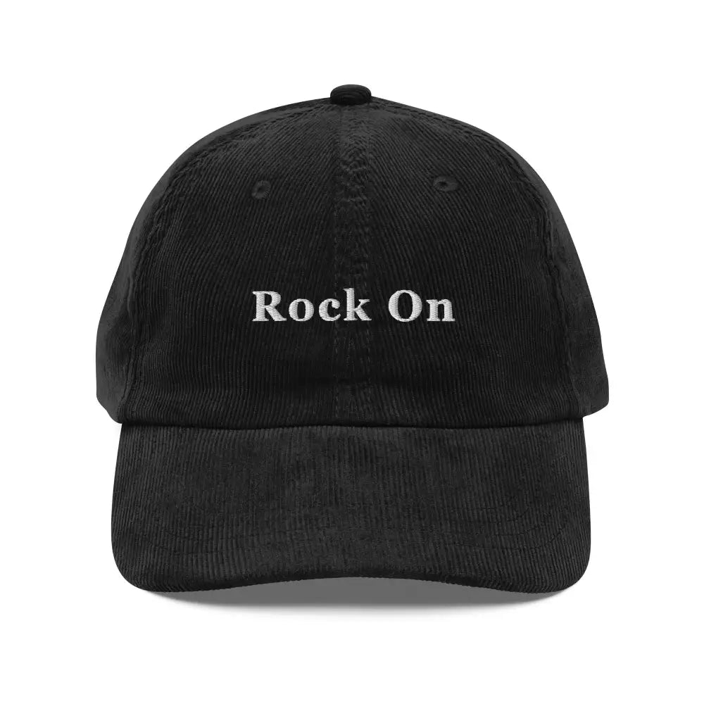 Vintage corduroy cap with white Rock On embroidery