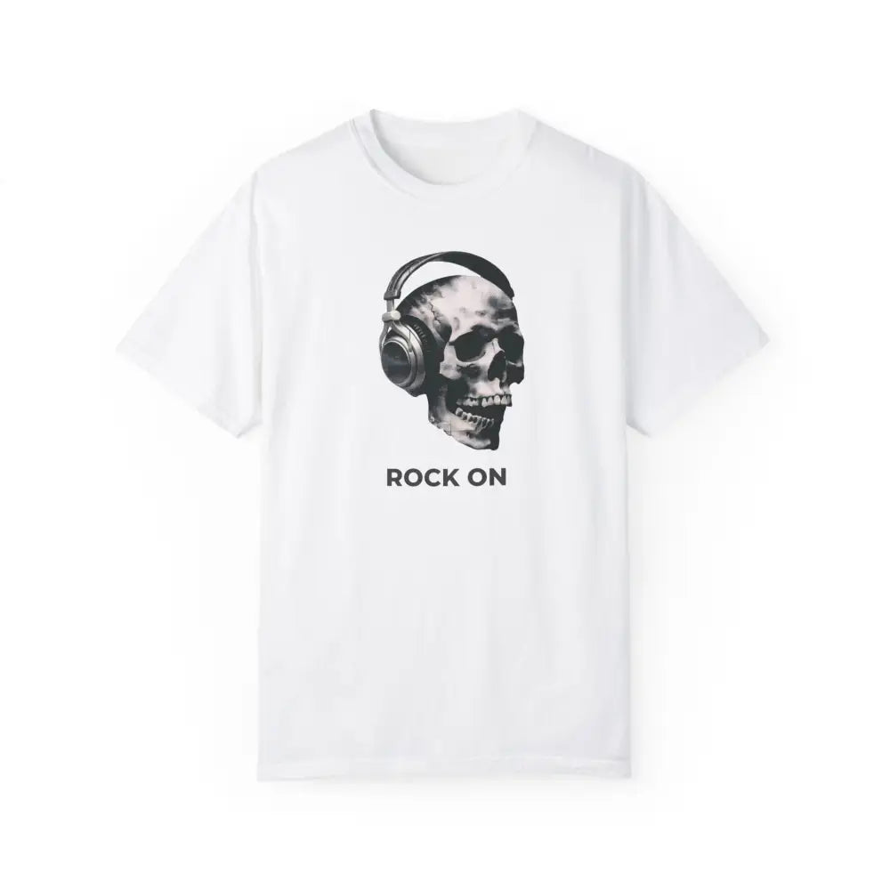 Rock on Skull Unisex Garment-Dyed Tee with Headphone Skull