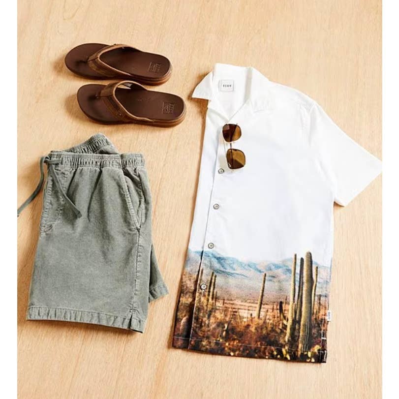 Rowm Short Sleeve Scenic Print Camp Collar Shirt SZ small - Triniskies