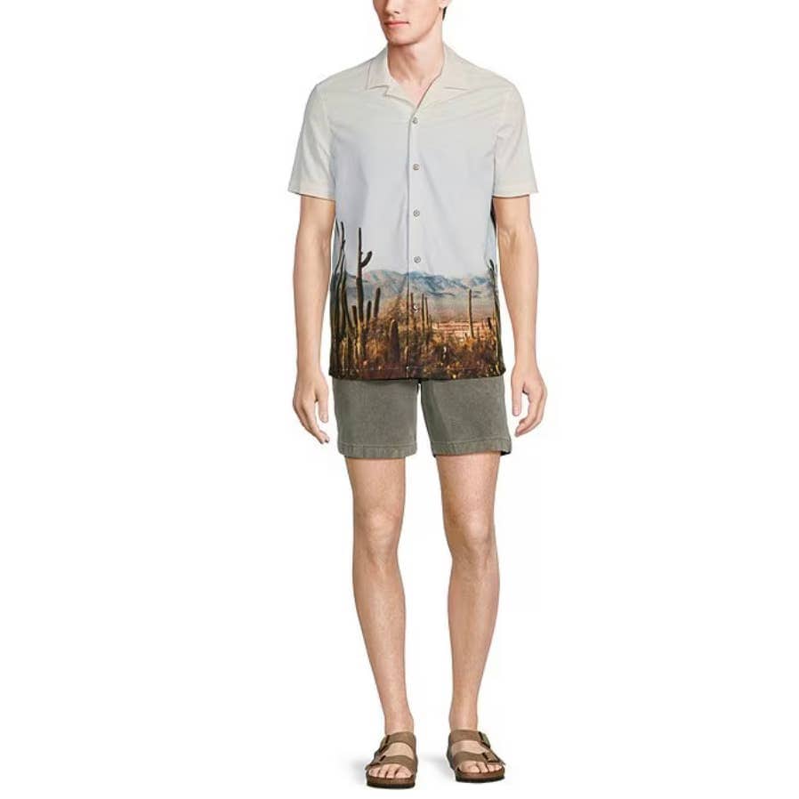 Rowm Short Sleeve Scenic Print Camp Collar Shirt SZ small - Triniskies