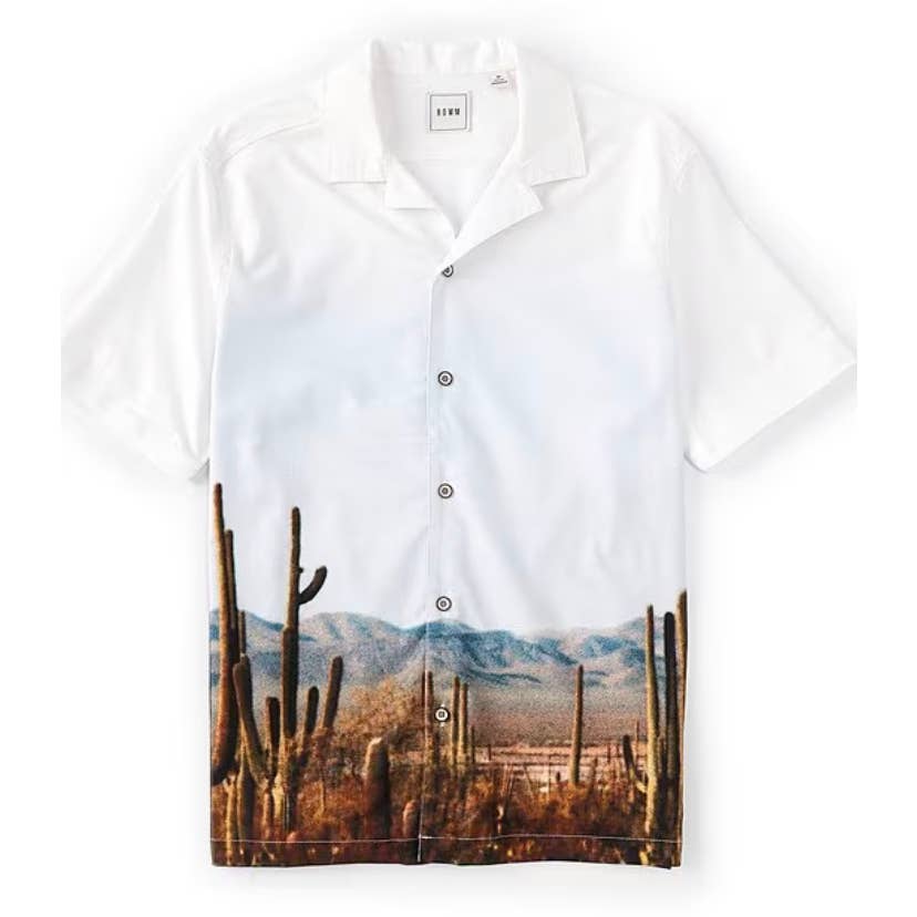 Rowm Short Sleeve Scenic Print Camp Collar Shirt SZ small - Triniskies