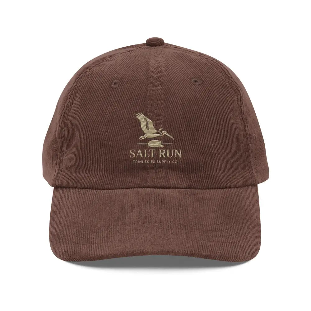 Salt Run Heritage Edition vintage-style embroidered pelican hat in brown corduroy