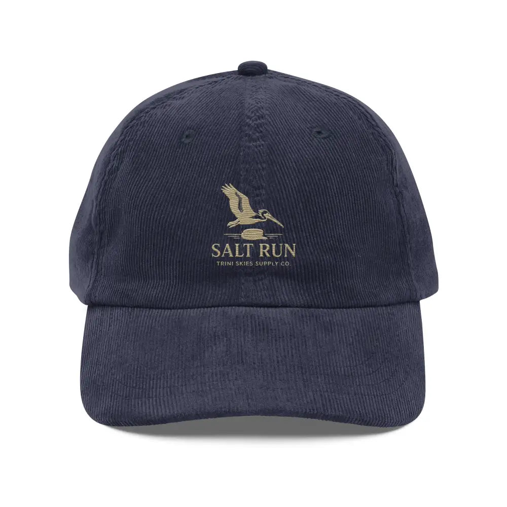 Navy corduroy Salt Run Heritage Edition vintage-style embroidered pelican hat