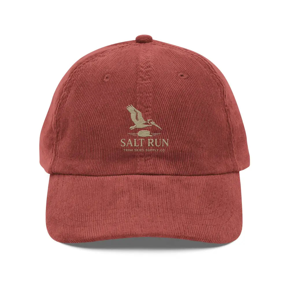 Red Salt Run heritage edition vintage-style embroidered pelican corduroy hat