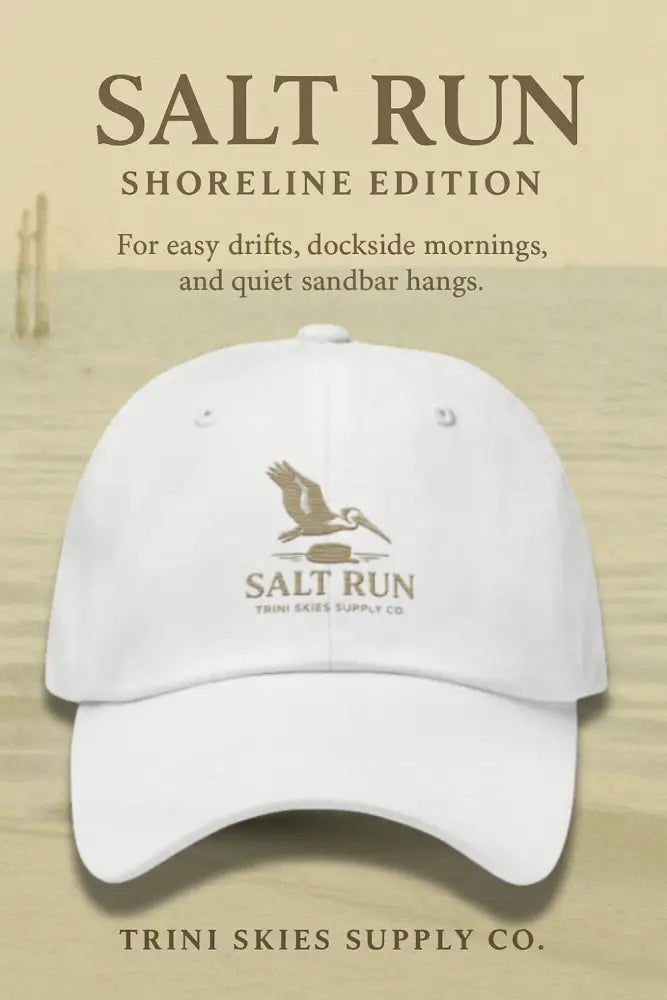 White Salt Run Pelican Embroidered Cotton Baseball Cap