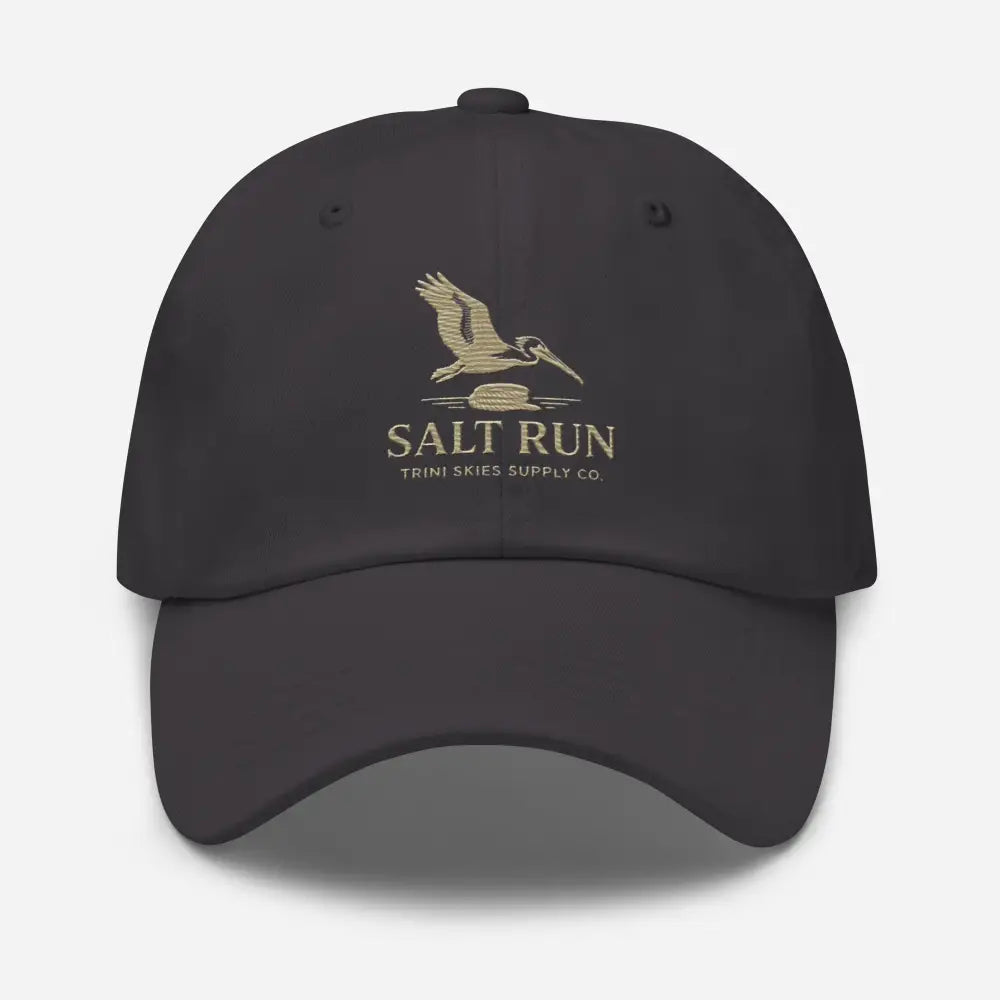 Dark grey Salt Run Pelican embroidered cotton baseball cap
