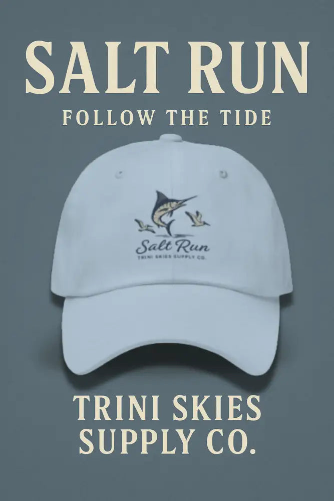 Light blue Salt Run Showdown Edition hat with marlin and gulls embroidery