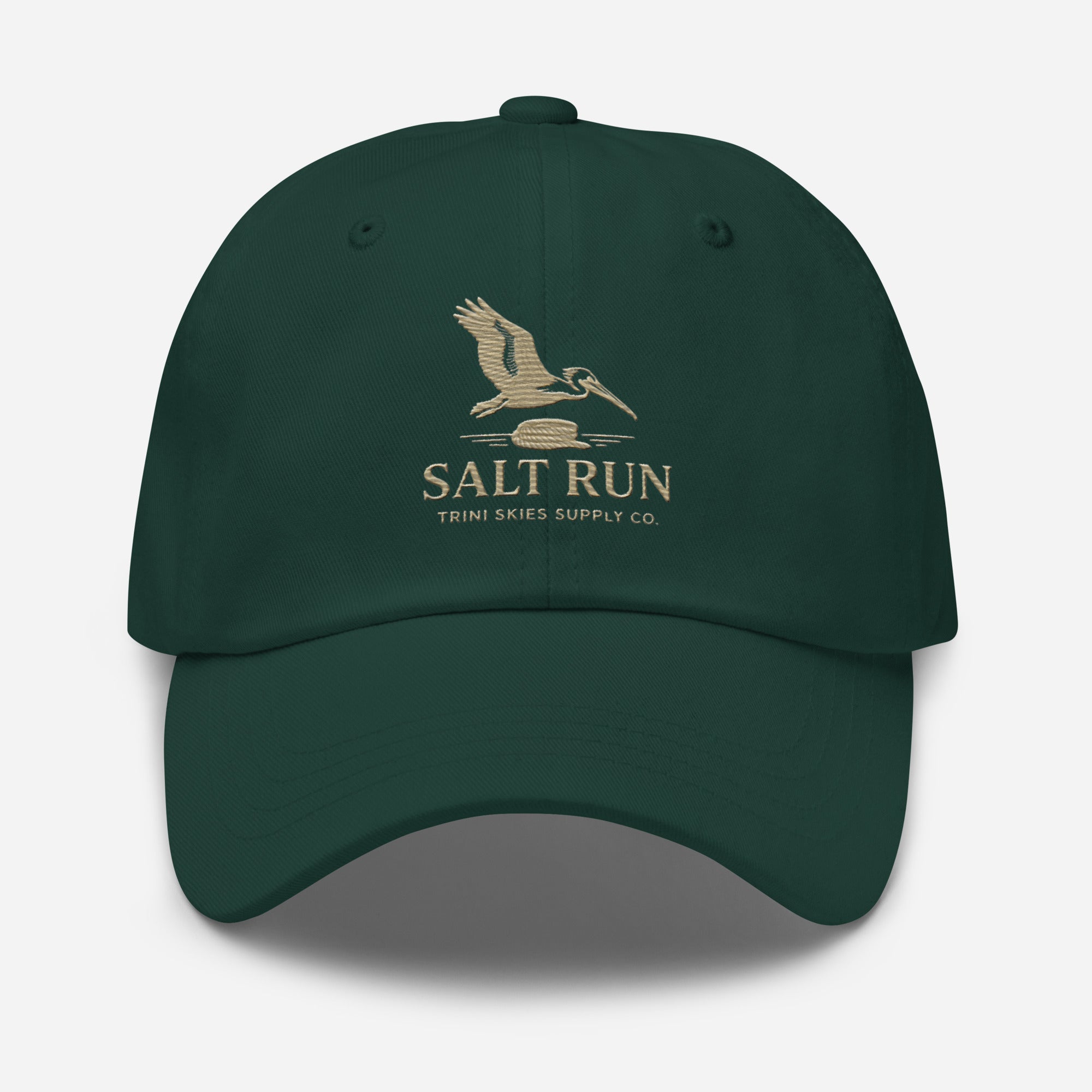 Salt Run Yupoong Dad Hat Shoreline Edition Minimalist Pelican Embroidered Hat Trini Skies Supply Co. - Triniskies
