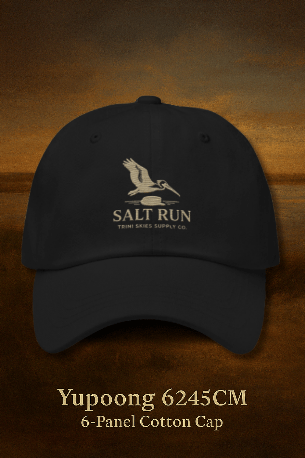 Salt Run Yupoong Dad Hat Shoreline Edition Minimalist Pelican Embroidered Hat Trini Skies Supply Co. - Triniskies