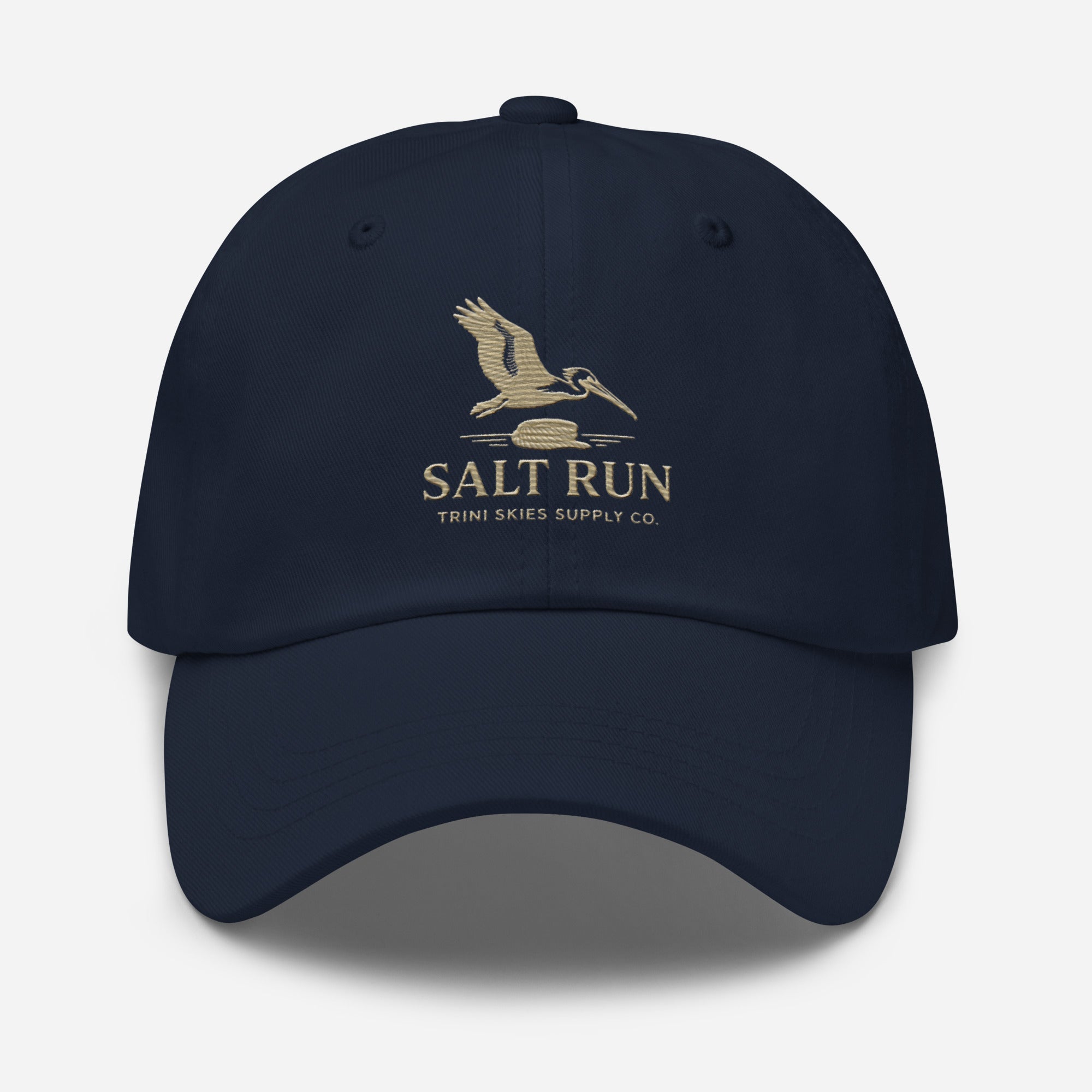 Salt Run Yupoong Dad Hat Shoreline Edition Minimalist Pelican Embroidered Hat Trini Skies Supply Co. - Triniskies