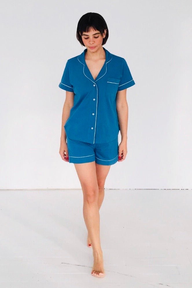 SALUA Classic Luxury Shorties Pajamas | Brushed Pima Cotton | Women’s Sleep Set - Triniskies