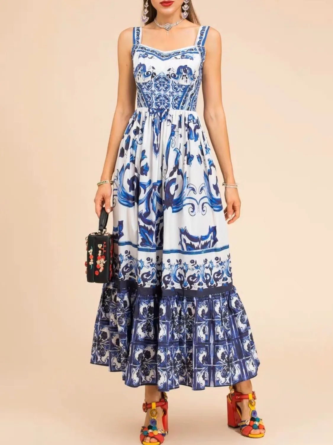 Santorini Smocked Wide Strap Dress – Blue Porcelain - Triniskies