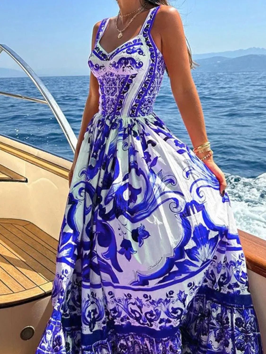 Santorini Smocked Wide Strap Dress – Blue Porcelain - Triniskies