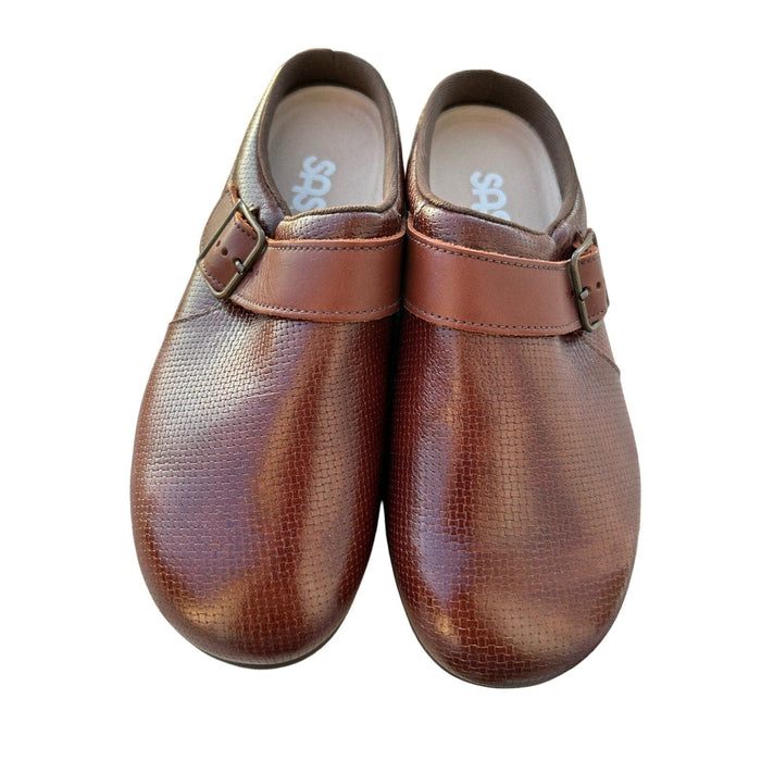 SAS SAS Leather Clog Slip-On Loafer – Size 6.5 WW, Woven Brown, Comfort & Support