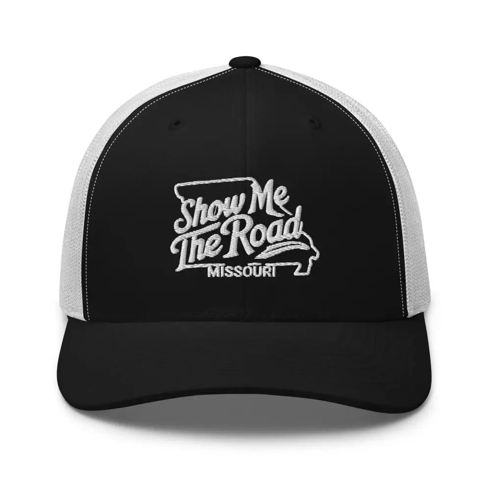 Missouri trucker cap with embroidered corduroy state outline and mesh back