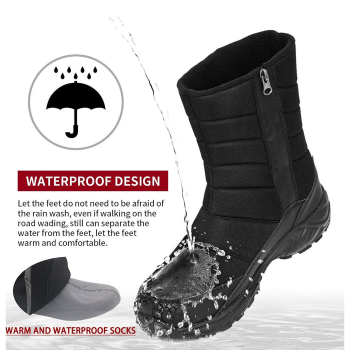 Silentcare 12 / Black "Silentcare Winter Snow Boots - Waterproof, Mid-Calf, Size 12 - Ideal Gift for Outdoor Sports!"