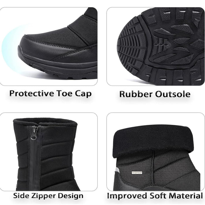 Silentcare 12 / Black "Silentcare Winter Snow Boots - Waterproof, Mid-Calf, Size 12 - Ideal Gift for Outdoor Sports!"