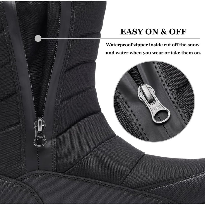 Silentcare 12 / Black "Silentcare Winter Snow Boots - Waterproof, Mid-Calf, Size 12 - Ideal Gift for Outdoor Sports!"