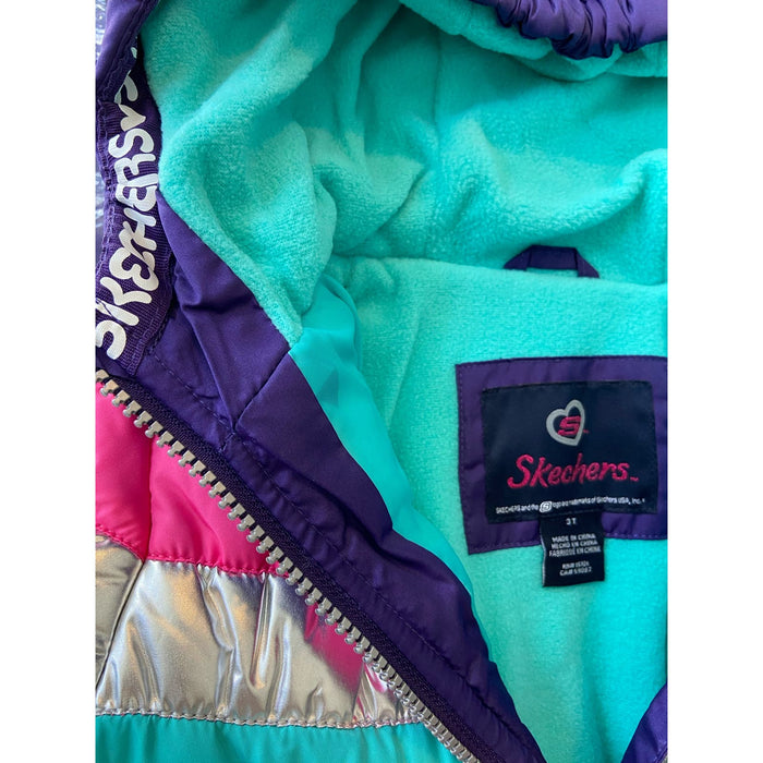 Skechers 3T / Purple Skechers Girls Printed Puffer Jacket with Hood, Size 3T K37 *