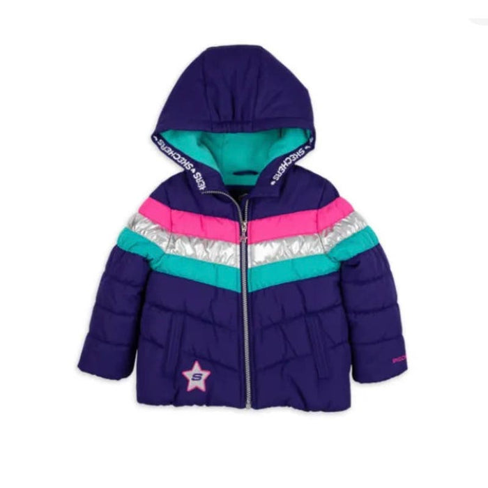 Skechers 3T / Purple Skechers Girls Printed Puffer Jacket with Hood, Size 3T K37 *