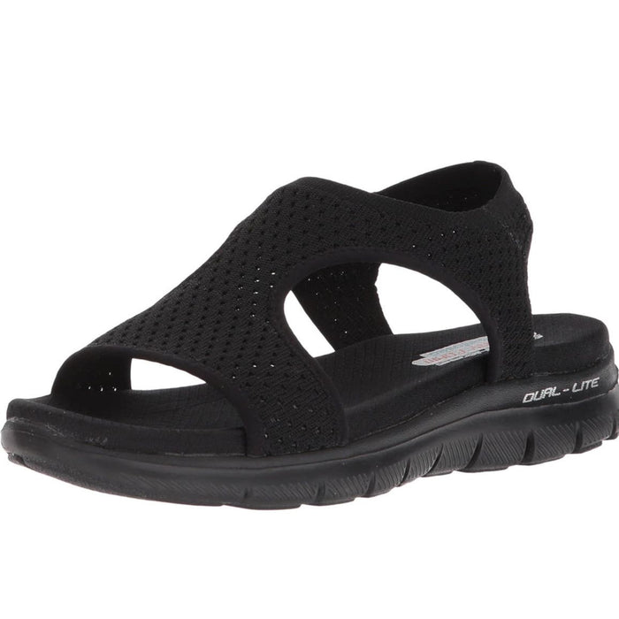 Skechers 8 / Black Skechers Women's Flex Appeal 2.0 - Deja Vu Sandal Sz 8 Slip On Strappy Shoes