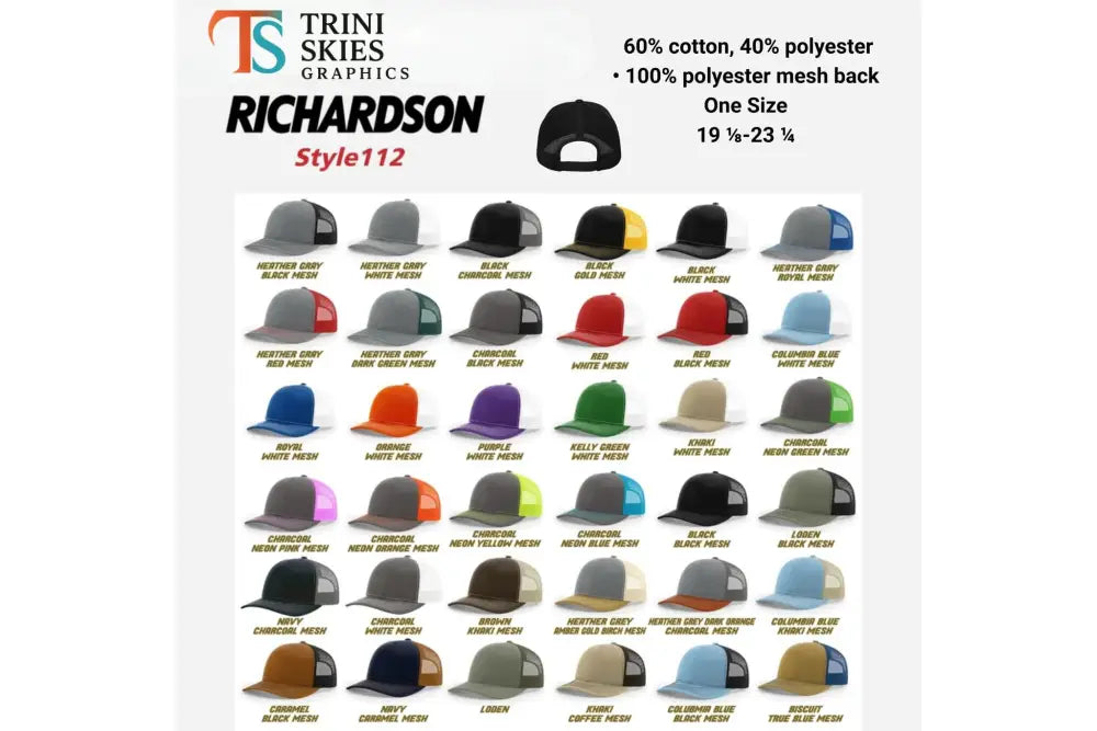 Skeleton Campfire Embroidered Richardson 112 Trucker Hats Grid
