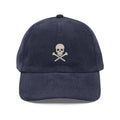 Trini Skies embroidered corduroy dad hat with skull and crossed golf tees