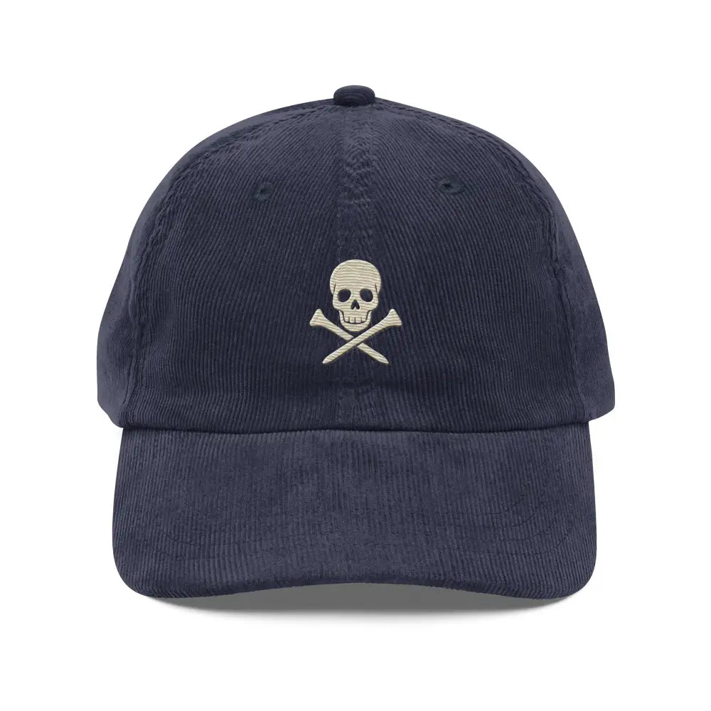 Trini Skies embroidered corduroy dad hat with skull and crossed golf tees