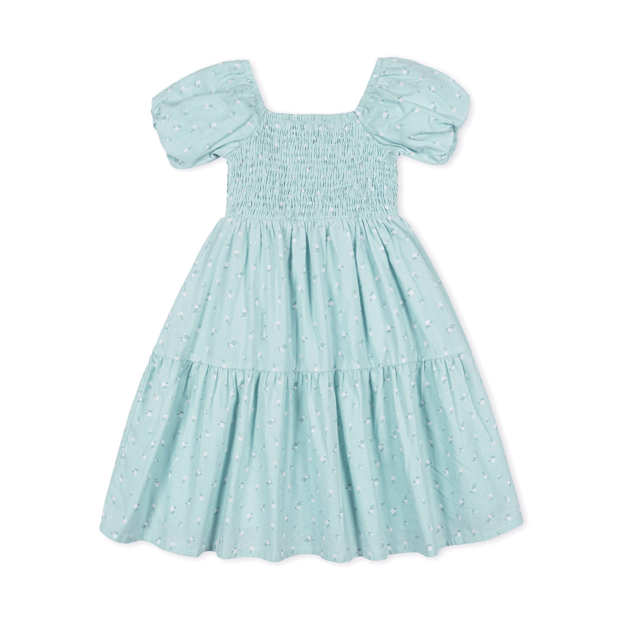 Smocked Bubble Sleeve Dress – Girls Organic Cotton Party Dress - Triniskies