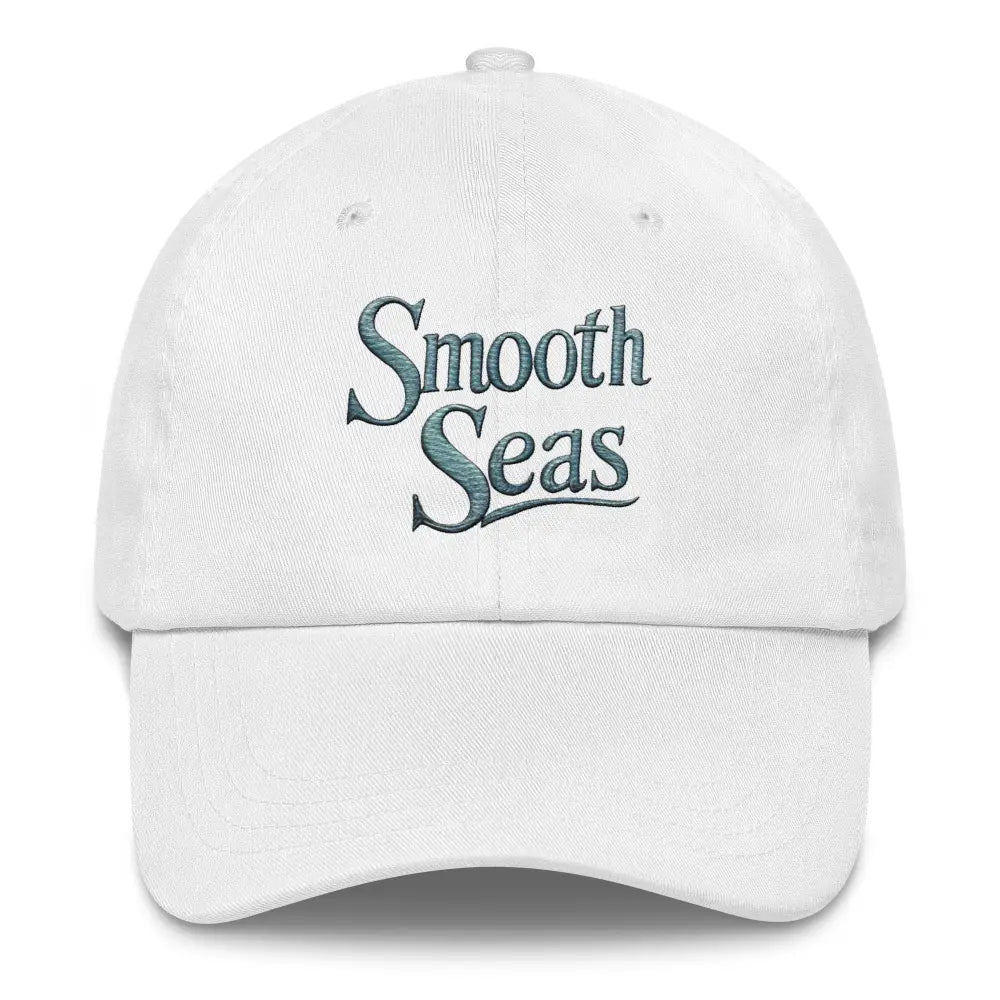 White Smooth Seas embroidered dad hat in chino cotton twill