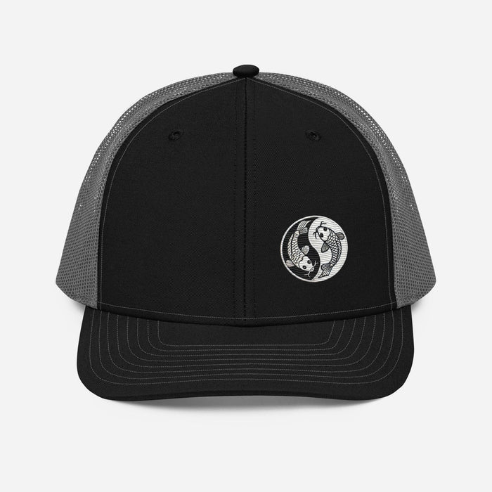 Moon & Ocean Spirit Avatar Embroidered Koi Fish Trucker Hat – Trendy Yin Yang Gift