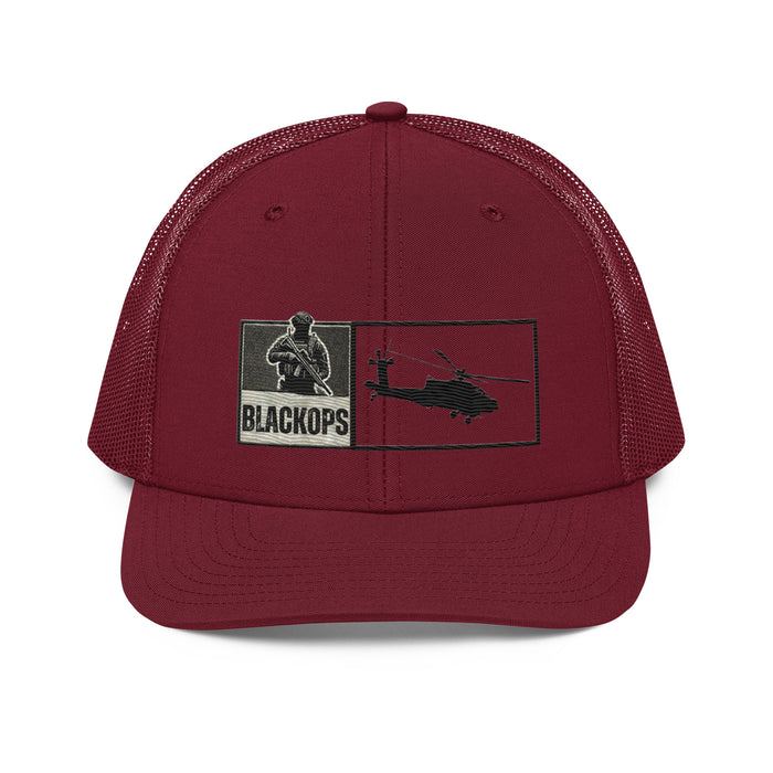 Black Ops Helo Embroidered Tactical Hat- Premium Military Style Cap. Helicopter Tribute