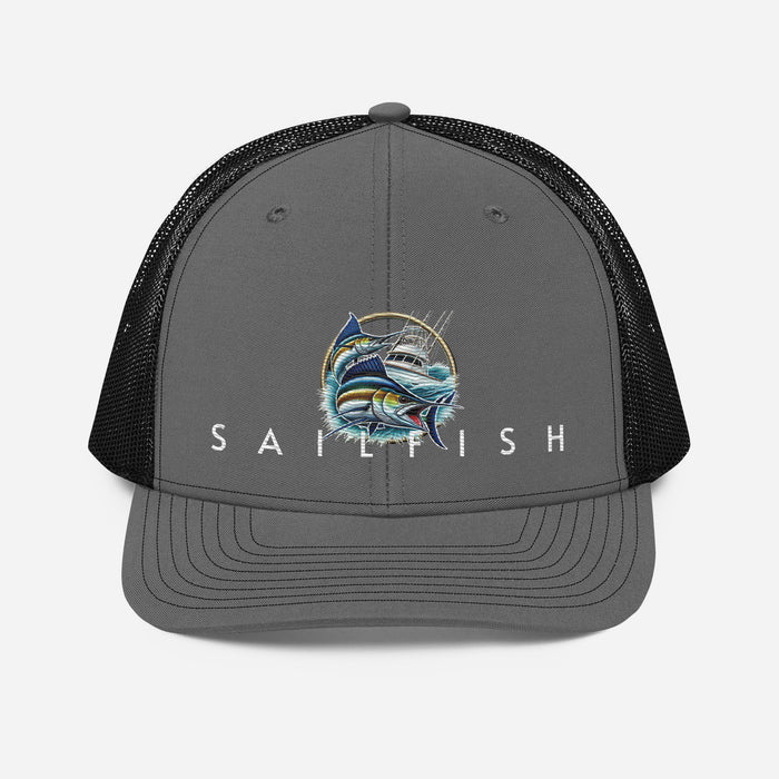 Sailfish Embroidered Offshore  Fishing Hat-Trucker Cap