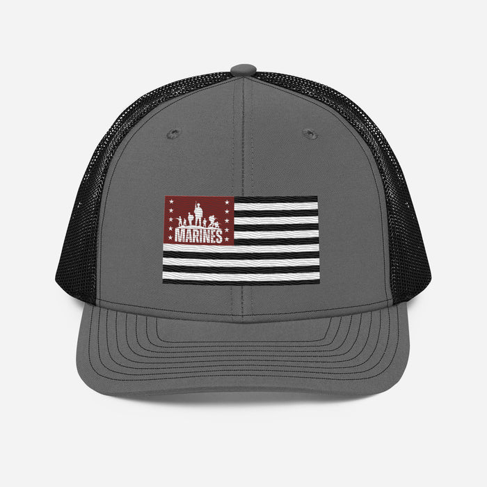 US Marines Military Style  Embroidered Patriotic Hat. Marine Corps -US Flag