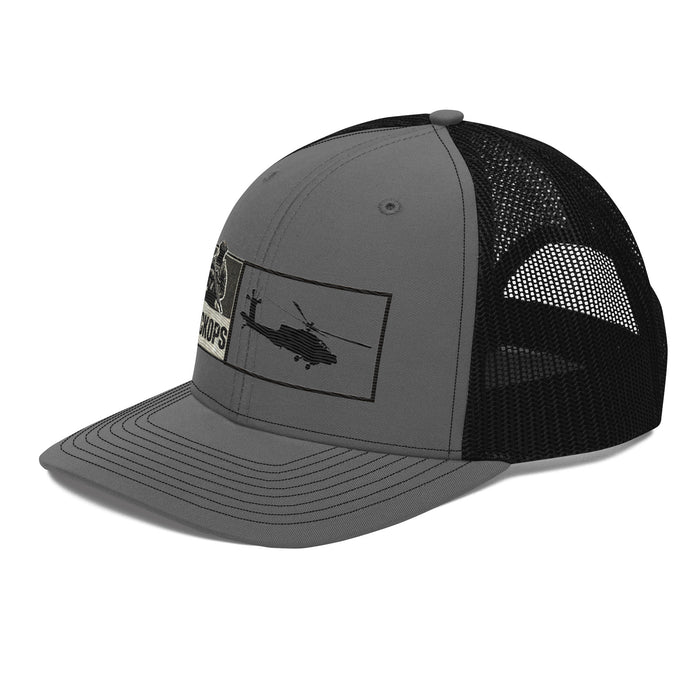 Black Ops Helo Embroidered Tactical Hat- Premium Military Style Cap. Helicopter Tribute