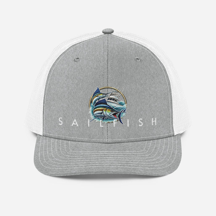 Sailfish Embroidered Offshore  Fishing Hat-Trucker Cap